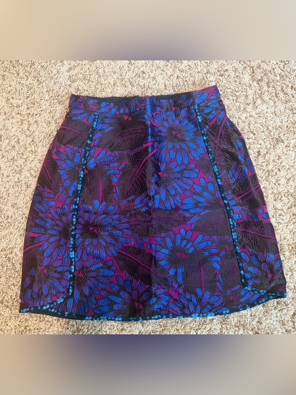 J. Crew Purple & Blue Floral A-Line Mini Skirt